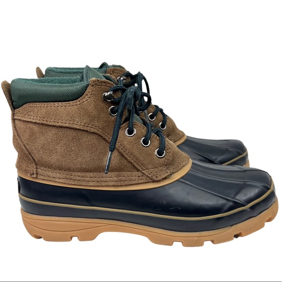 London Fog Shoes - London Fog brown suede leather lace up waterproof ankle duck boots